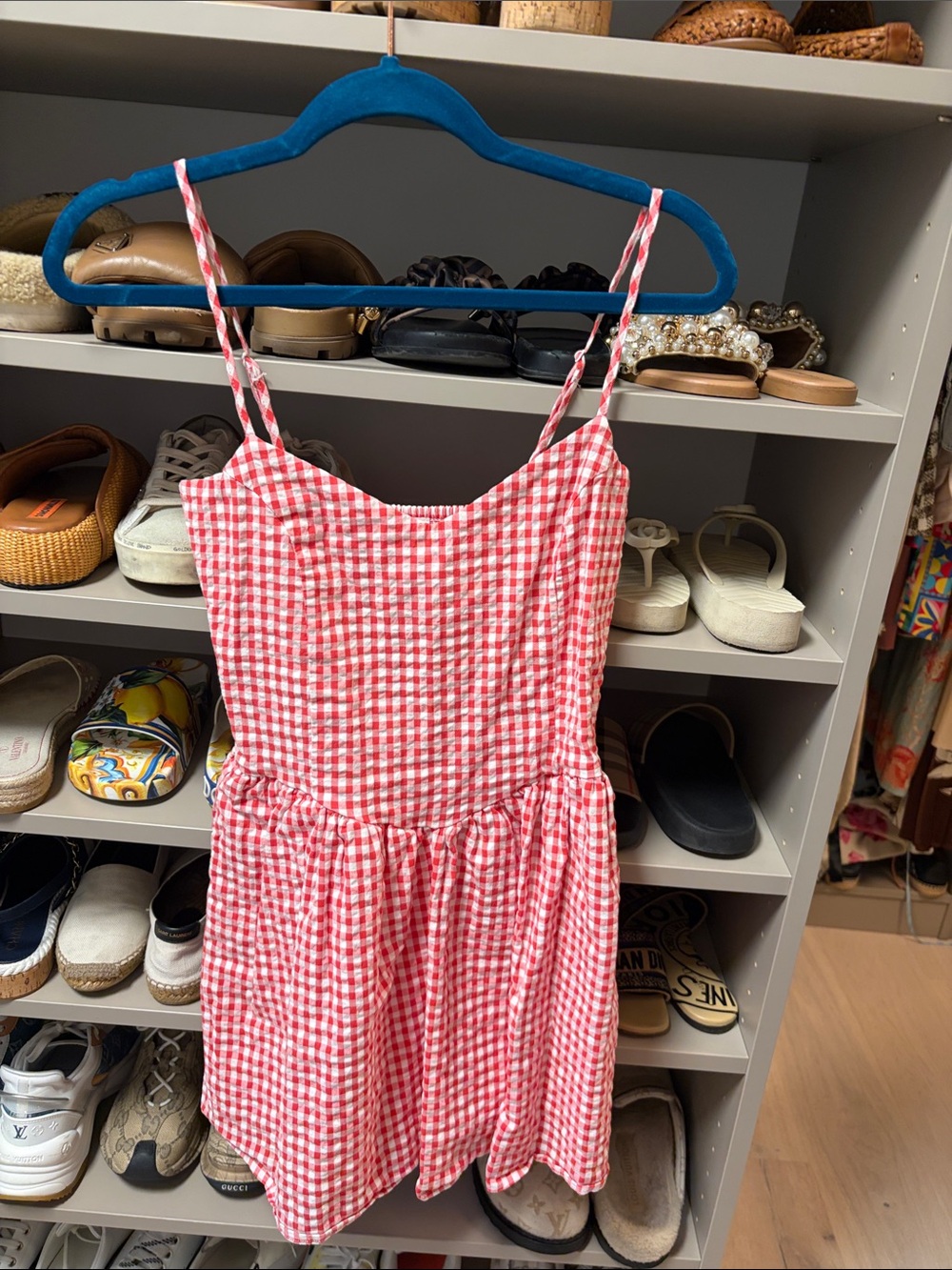 Red Gingham Sleeveless Sundress - Classic Summer Style